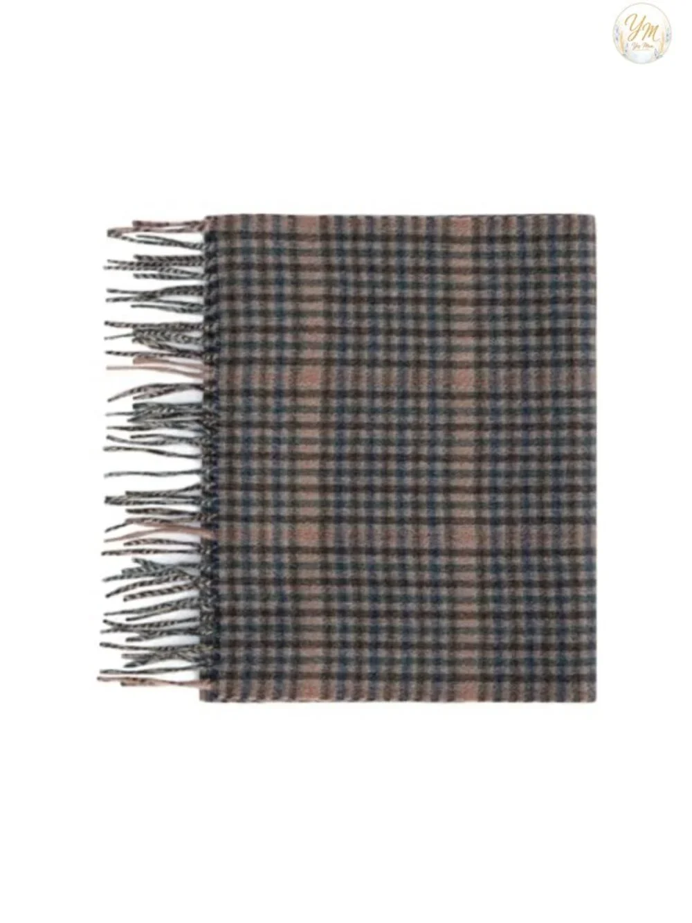 100% Cashmere Plaid Scarf Lightweight 65x12 Woven Luxury Wrap